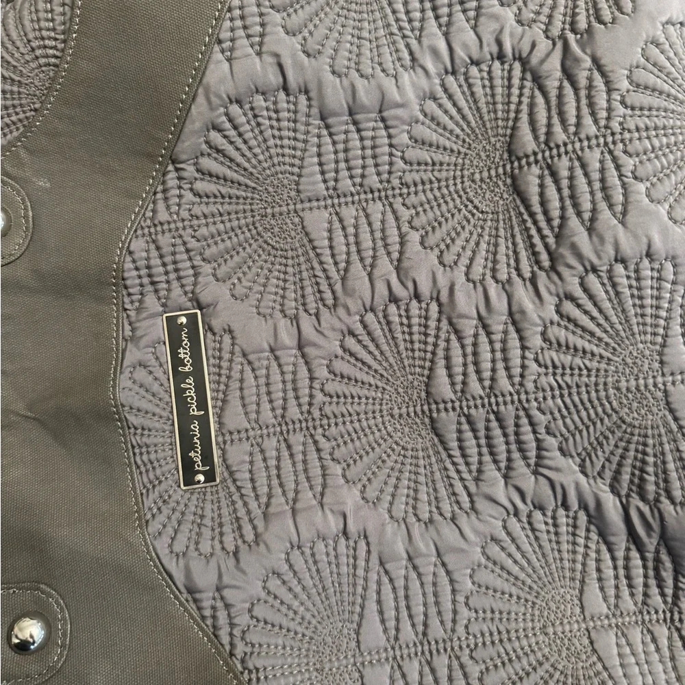 Petunia Pickle Bottom Gray Quilted Diaper Bag